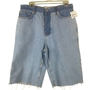 NWT TopMan Slim Nordstroms Button Fly Cutoff Blue Dual Denim Shorts Sz 30